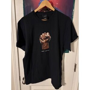HUF Black Fist Graphic T Shirt Mens Size Large Activist Statement Tee